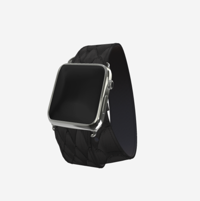 Apple Watch Strap Double Tour in Genuine Python 38 l 40 MM Bond Black Steel 316 