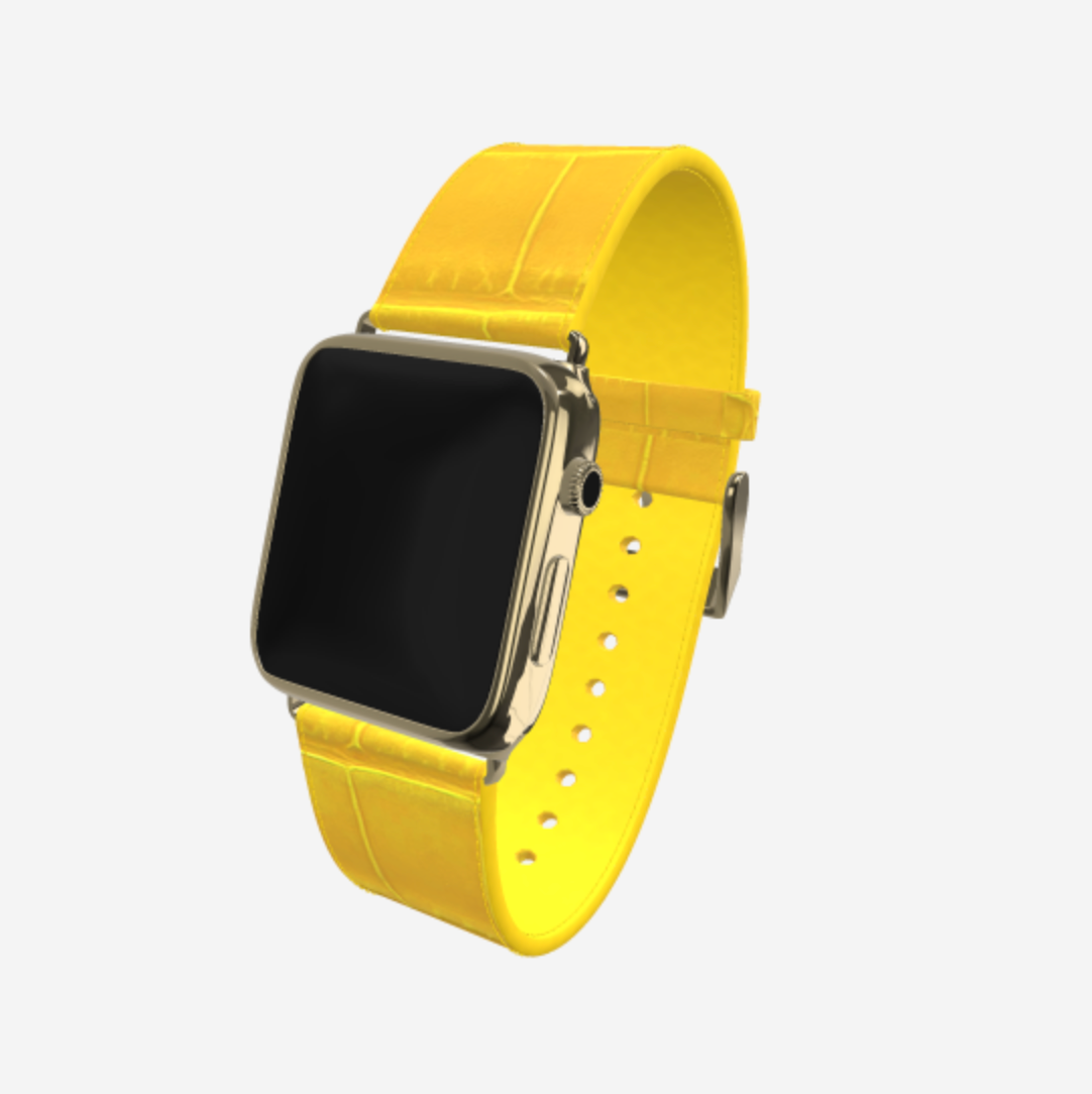Apple Watch Strap in Genuine Alligator 38 l 40 MM Summer Yellow Yellow Gold 