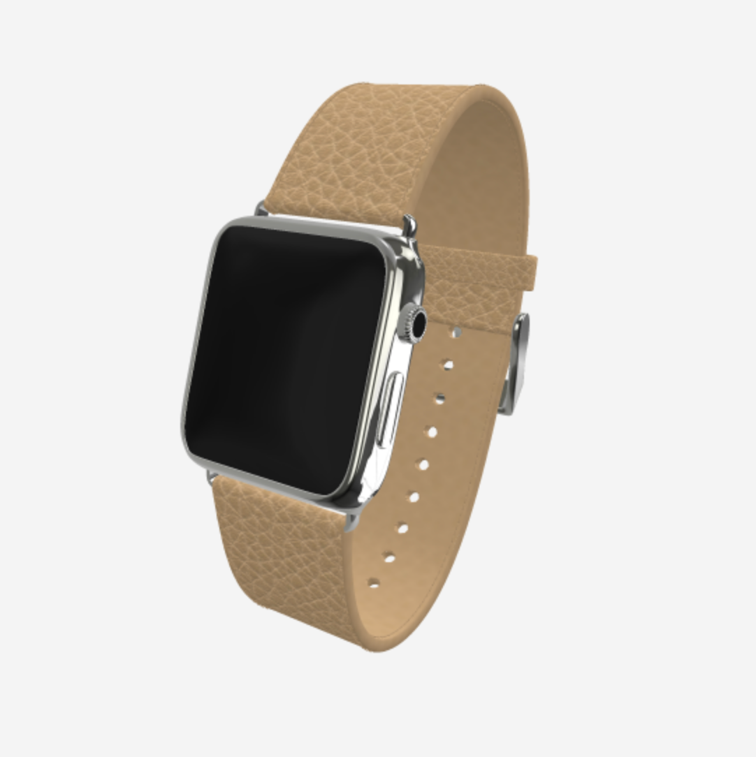 Apple Watch Strap in Genuine Calfskin 38 l 40 MM Beige Desert Steel 316 