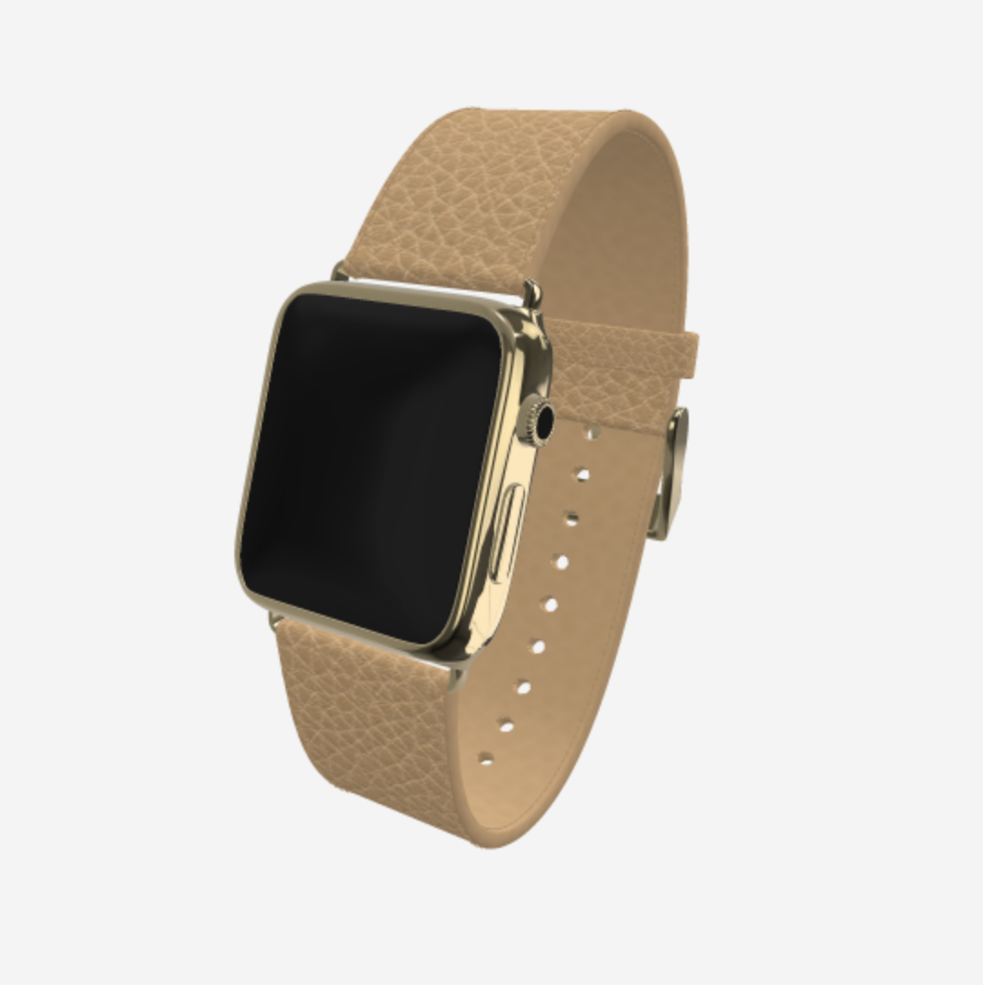 Apple Watch Strap in Genuine Calfskin 38 l 40 MM Beige Desert Yellow Gold 