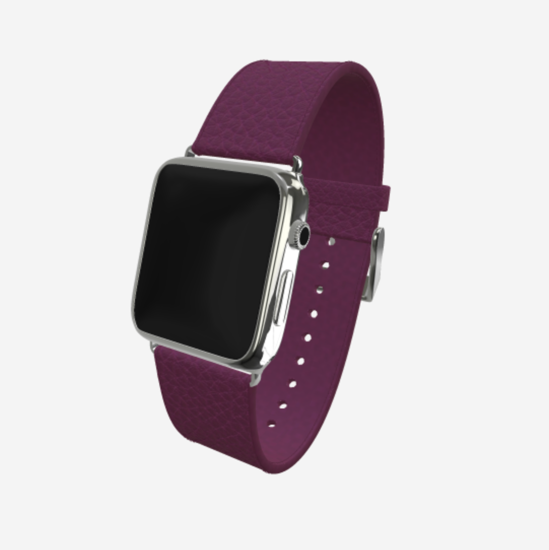 Apple Watch Strap in Genuine Calfskin 38 l 40 MM Boysenberry Island Steel 316 