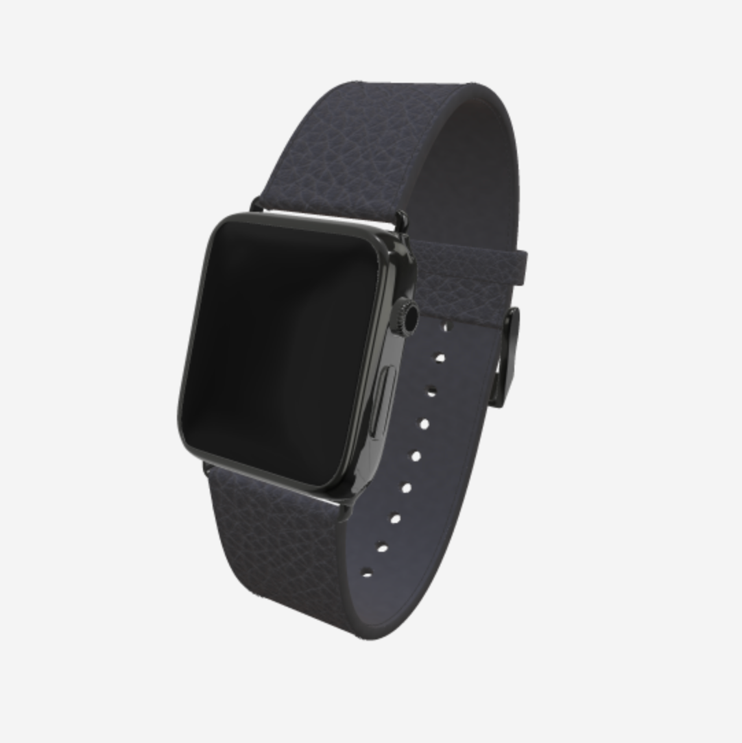 Apple Watch Strap in Genuine Calfskin 38 l 40 MM Elite Grey Black Plating 