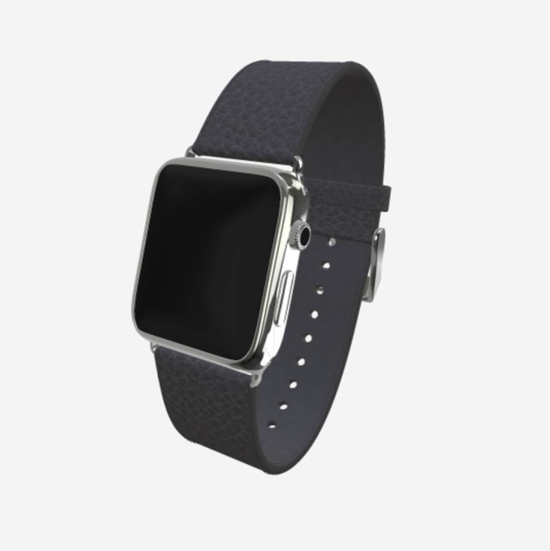 Apple Watch Strap in Genuine Calfskin 38 l 40 MM Elite Grey Steel 316 