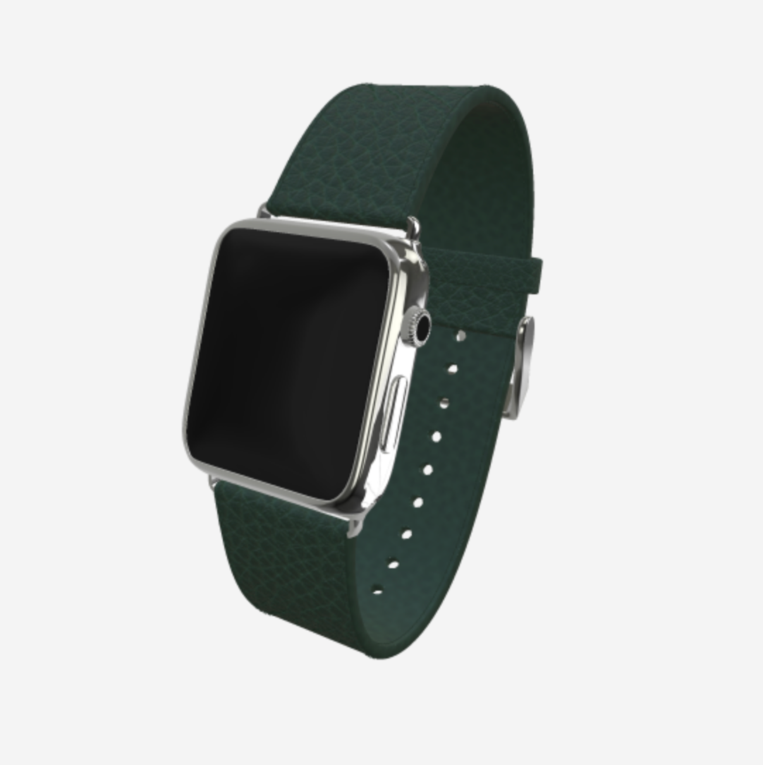 Apple Watch Strap in Genuine Calfskin 38 l 40 MM Jungle Green Steel 316 