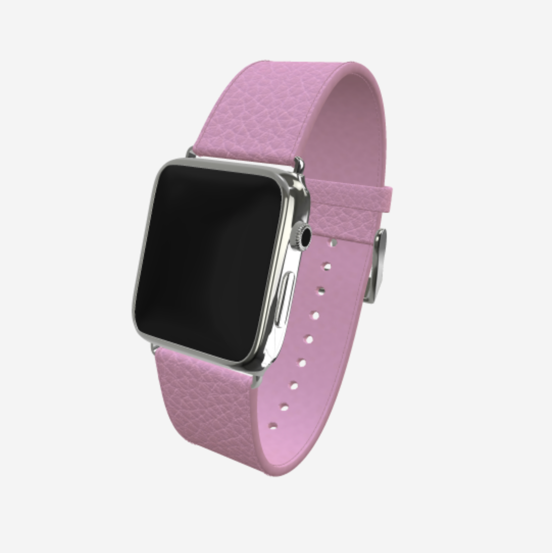 Apple Watch Strap in Genuine Calfskin 38 l 40 MM Lavender Laugh Steel 316 