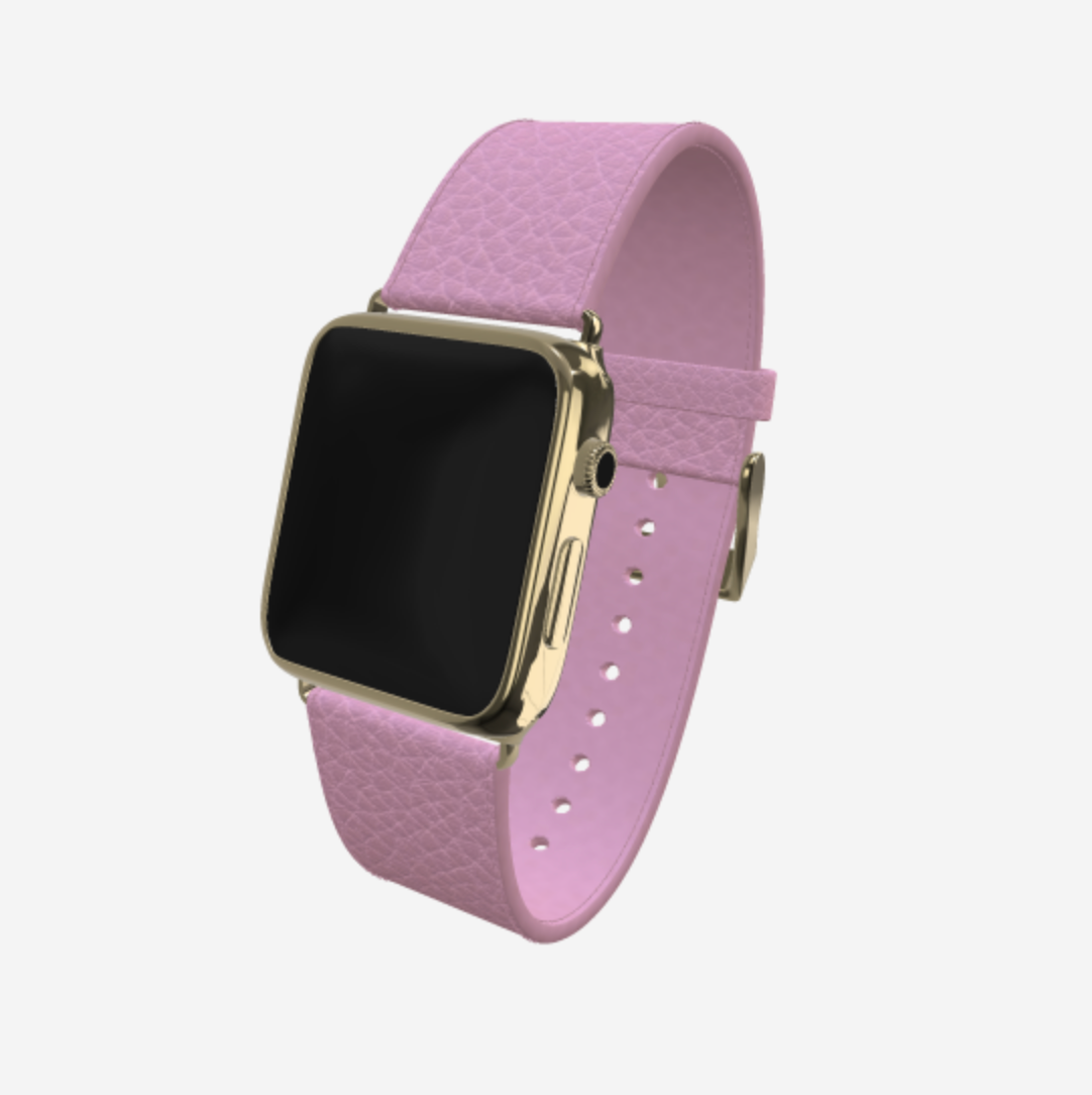 Apple Watch Strap in Genuine Calfskin 38 l 40 MM Lavender Laugh Yellow Gold 