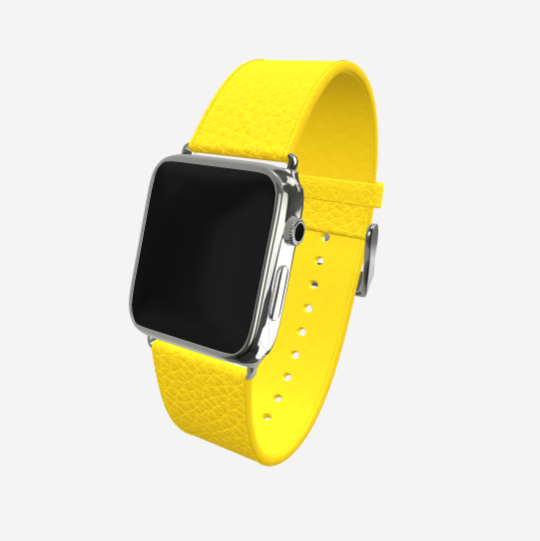 Apple Watch Strap in Genuine Calfskin 38 l 40 MM Summer Yellow Steel 316 