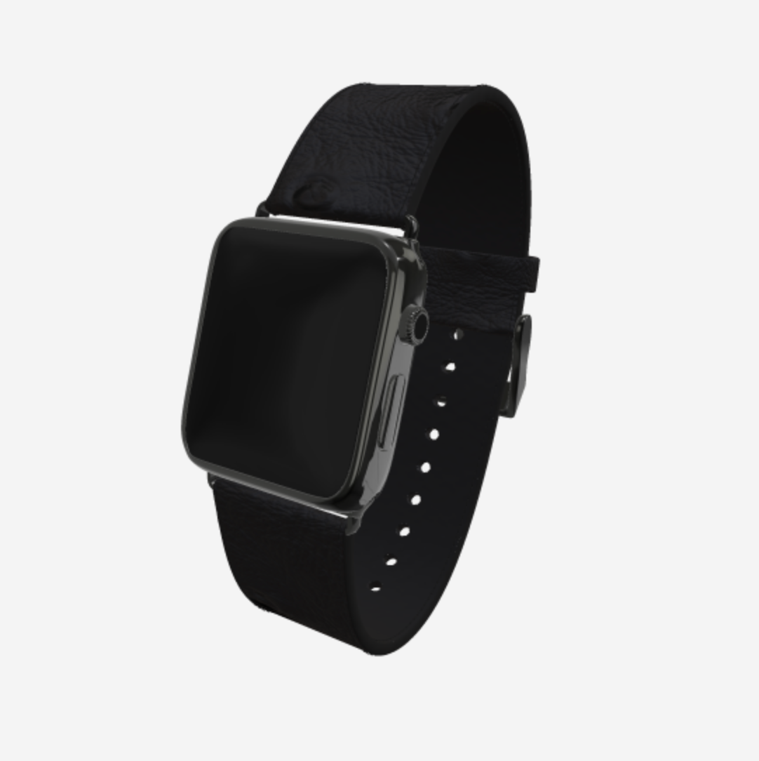 Apple Watch Strap in Genuine Ostrich 38 l 40 MM Bond Black Black Plating 