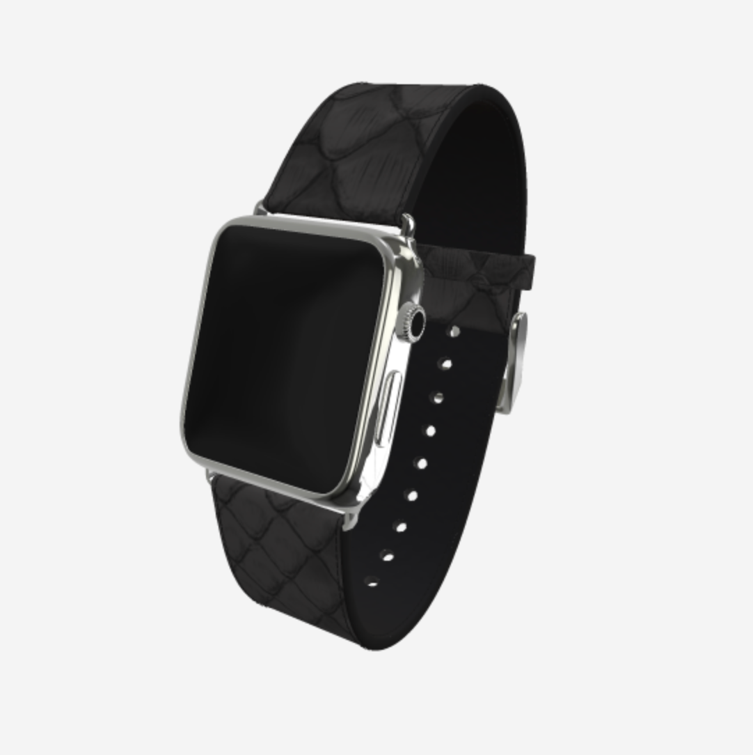 Apple Watch Strap in Genuine Python 38 l 40 MM Bond Black Steel 316 