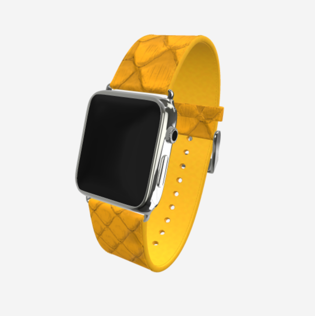 Apple Watch Strap in Genuine Python 38 l 40 MM Sunny Yellow Steel 316 