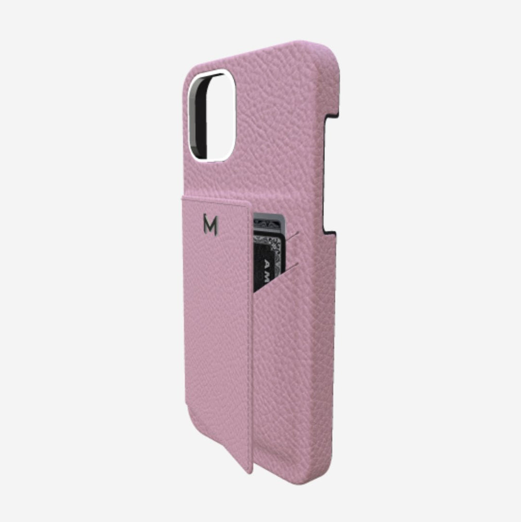 Cardholder Case for iPhone 13 Pro in Genuine Calfskin Lavender Laugh Steel 316 