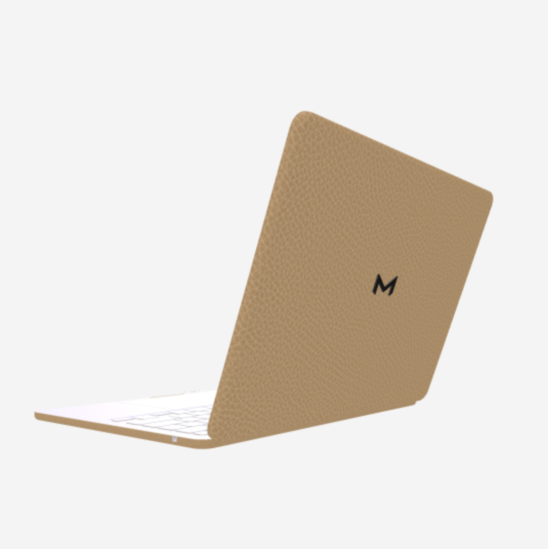 Case for MacBook Air 13 in Genuine Calfskin Beige Desert Black Plating 