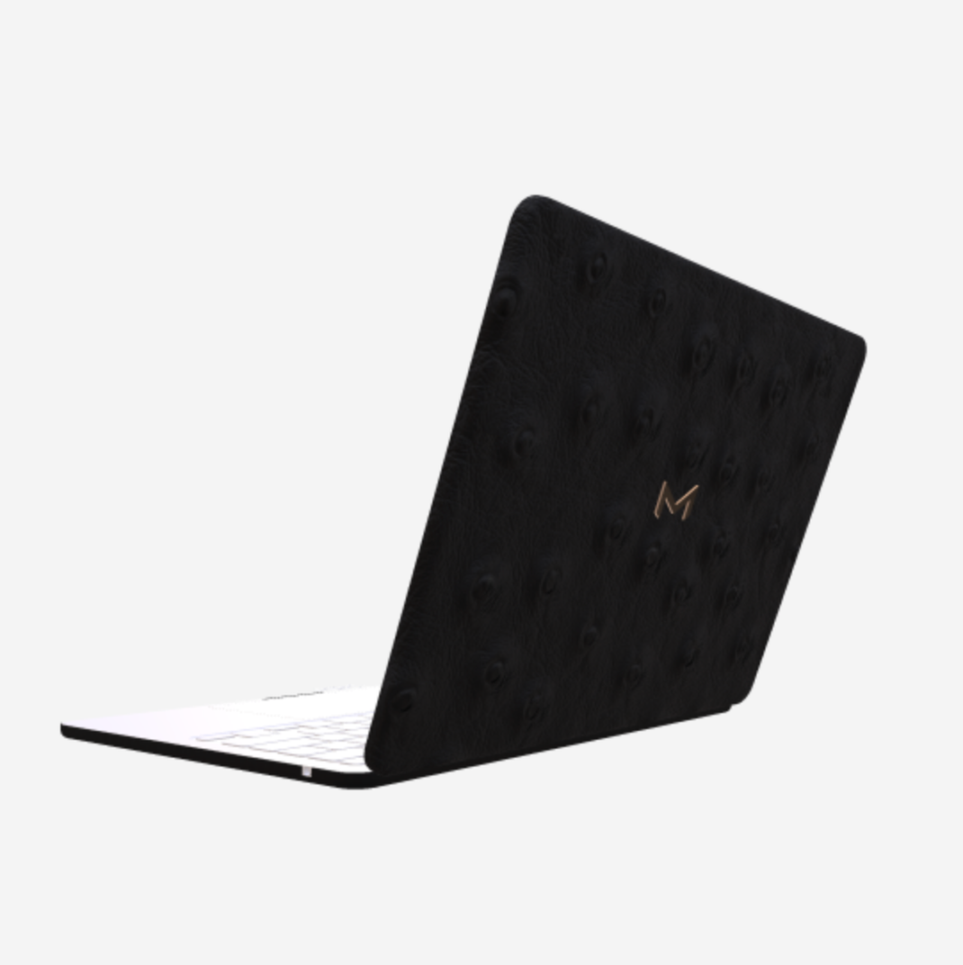 Case for MacBook Air 13 in Genuine Ostrich Bond Black Rose Gold 