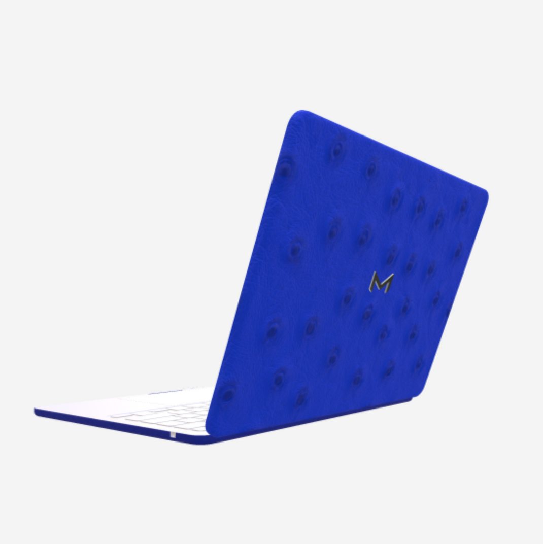 Case for MacBook Air 13 in Genuine Ostrich Electric Blue Steel 316 