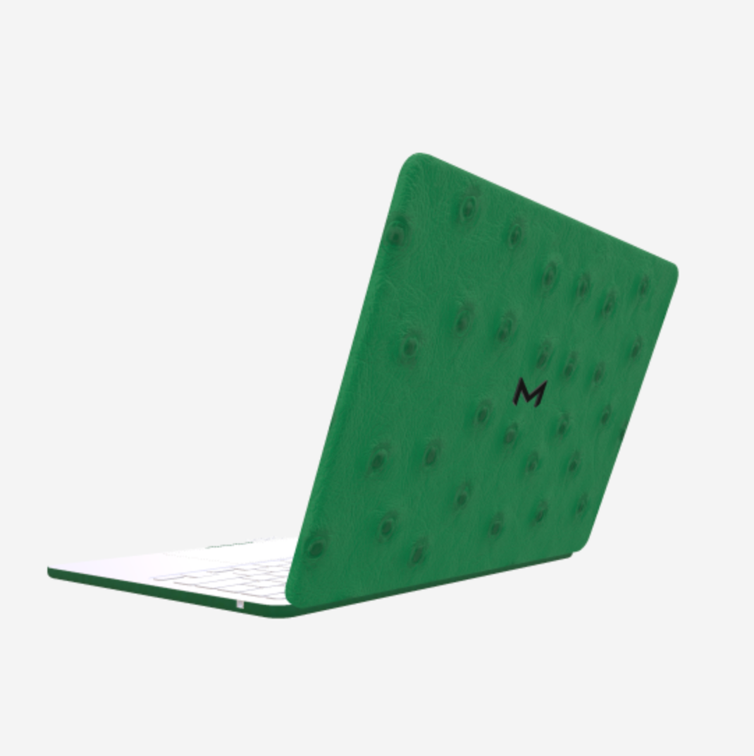 Case for MacBook Air 13 in Genuine Ostrich Emerald Green Black Plating 