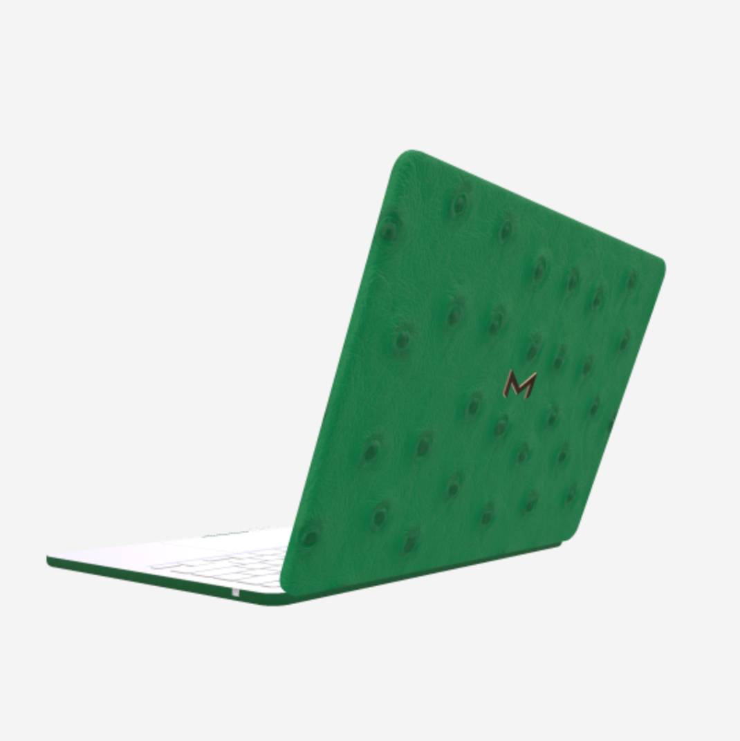 Case for MacBook Air 13 in Genuine Ostrich Emerald Green Rose Gold 
