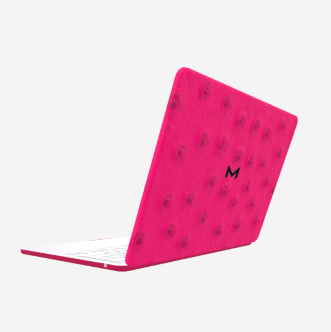 Case for MacBook Air 13 in Genuine Ostrich Fuchsia Party Black Plating 