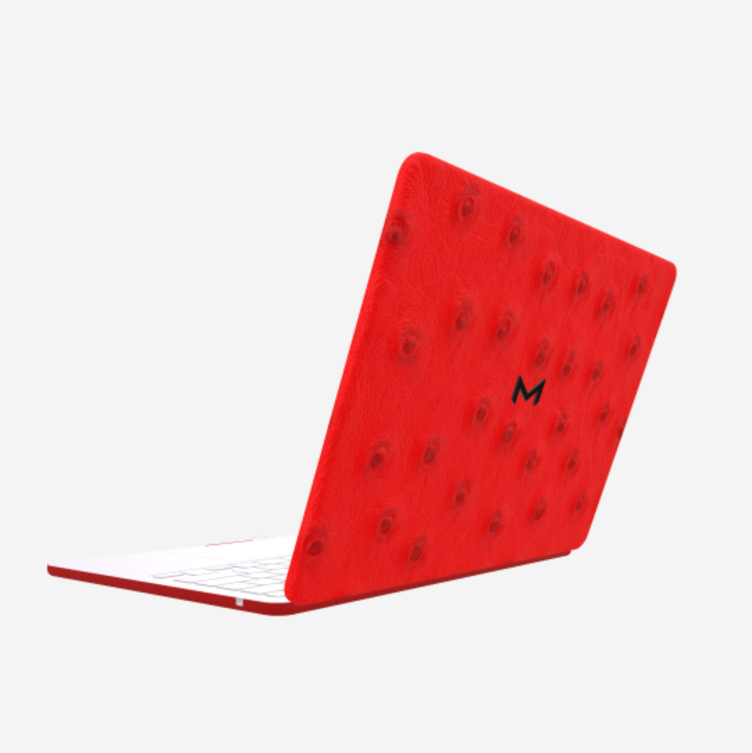 Case for MacBook Air 13 in Genuine Ostrich Glamour Red Black Plating 