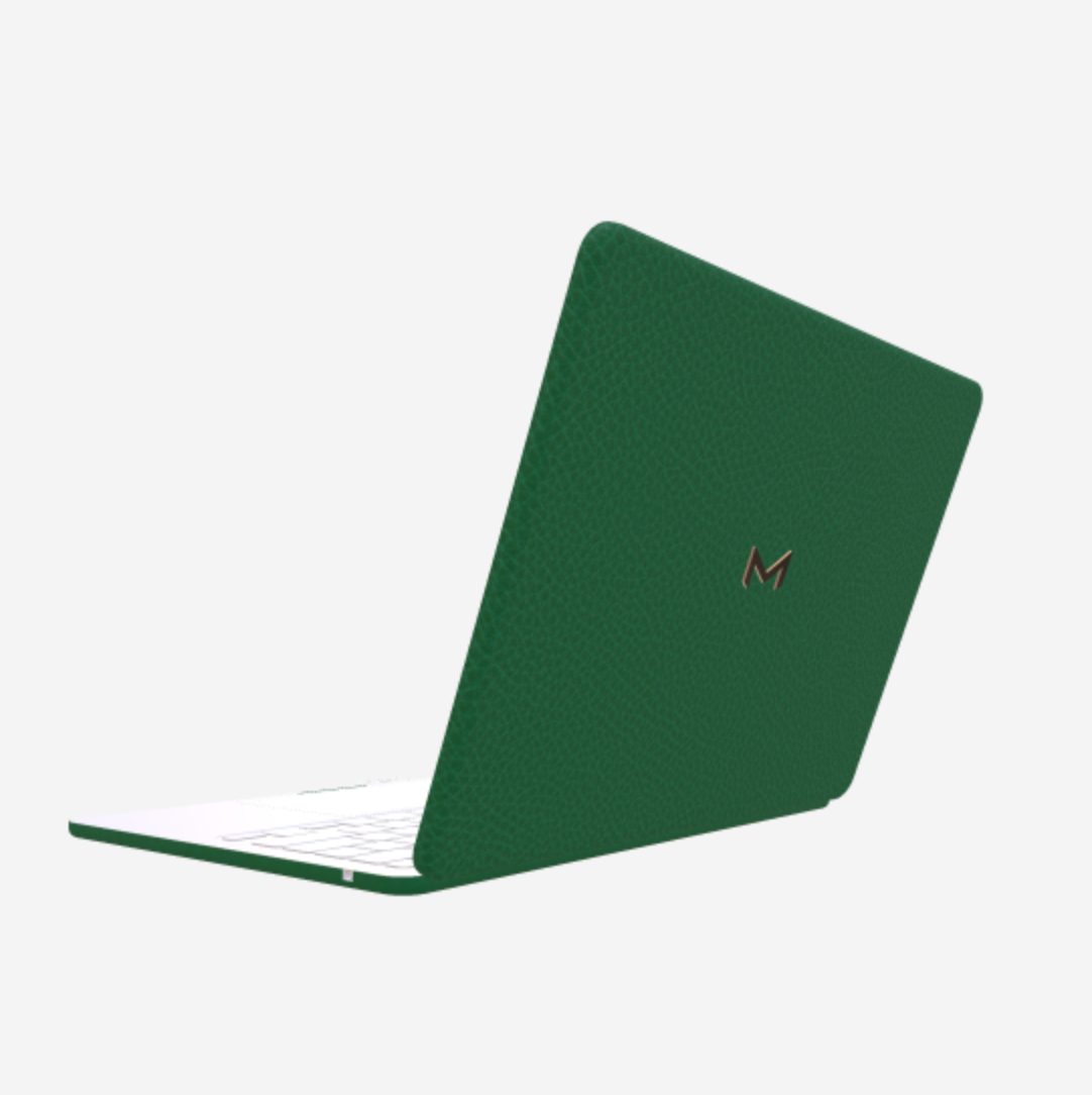 Case for MacBook Pro 13 in Genuine Calfskin Emerald Green Rose Gold 