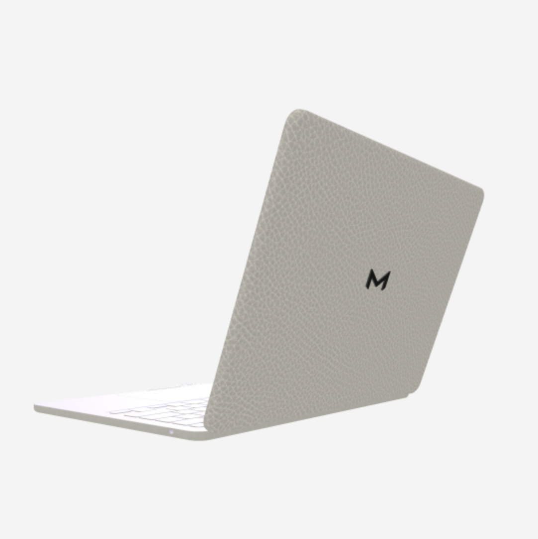 Case for MacBook Pro 13 in Genuine Calfskin Pearl Grey Black Plating 