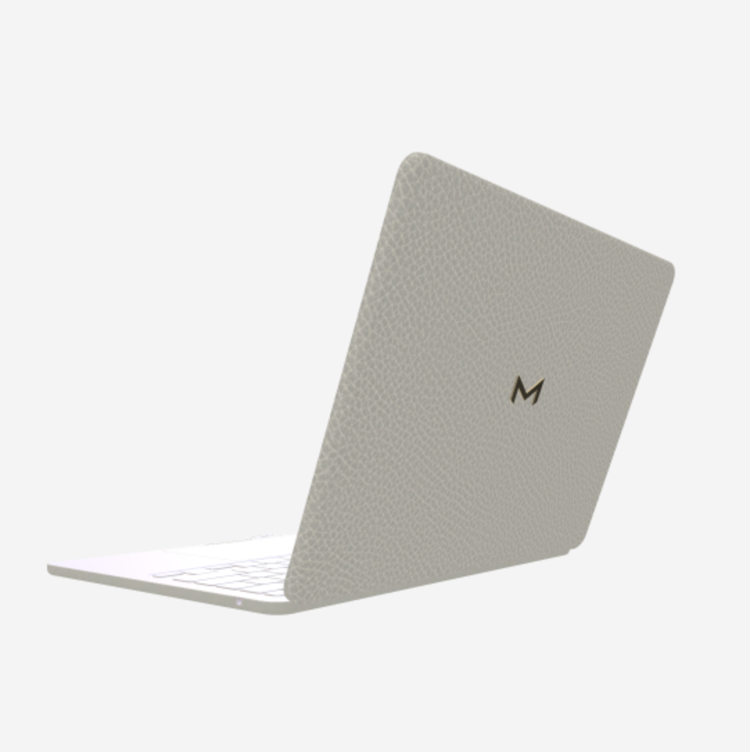 Case for MacBook Pro 13 in Genuine Calfskin Pearl Grey Yellow Gold 