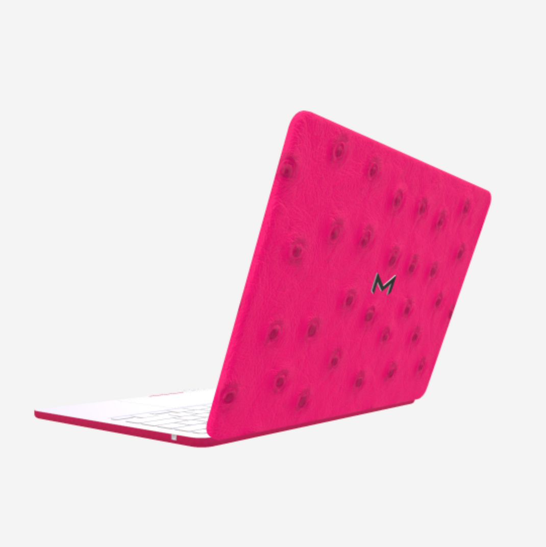 Case for MacBook Pro 13 in Genuine Ostrich Fuchsia Party Steel 316 