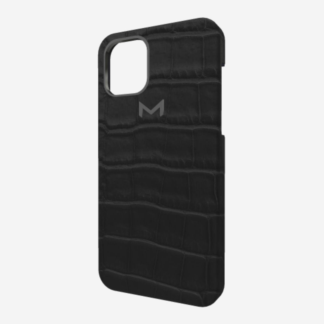 Classic Case for iPhone 12 Pro in Genuine Alligator Bond Black Black Plating 