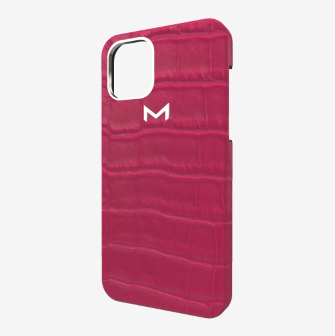 Classic Case for iPhone 12 Pro in Genuine Alligator Fuchsia Party Steel 316 