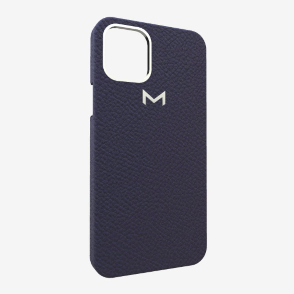 Classic Case for iPhone 12 Pro in Genuine Calfskin Navy Blue Steel 316 