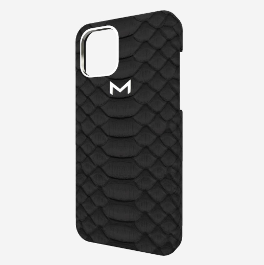 Classic Case for iPhone 12 Pro in Genuine Python Bond Black Steel 316 