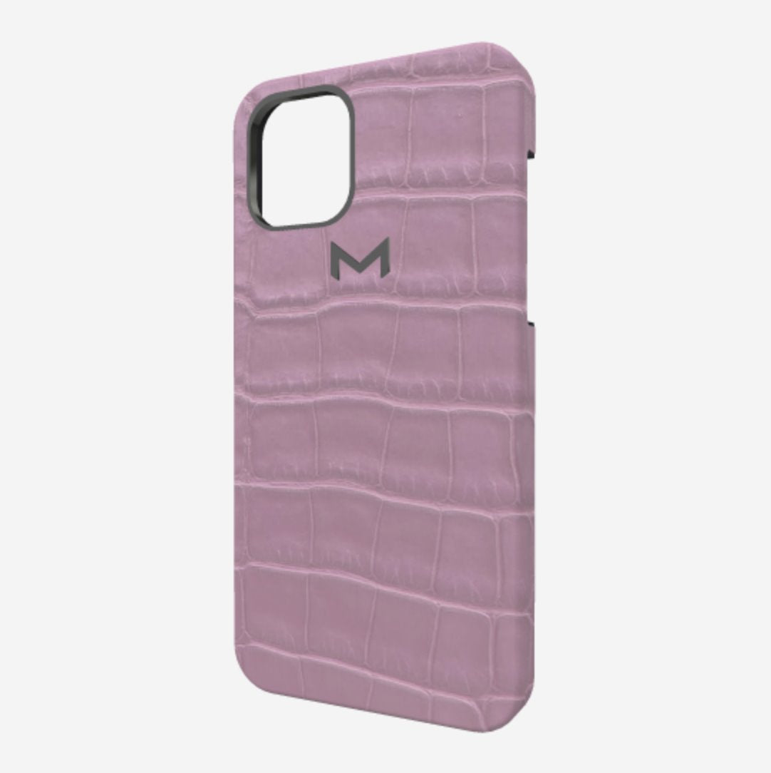 Classic Case for iPhone 12 Pro Max in Genuine Alligator Lavender Laugh Black Plating 