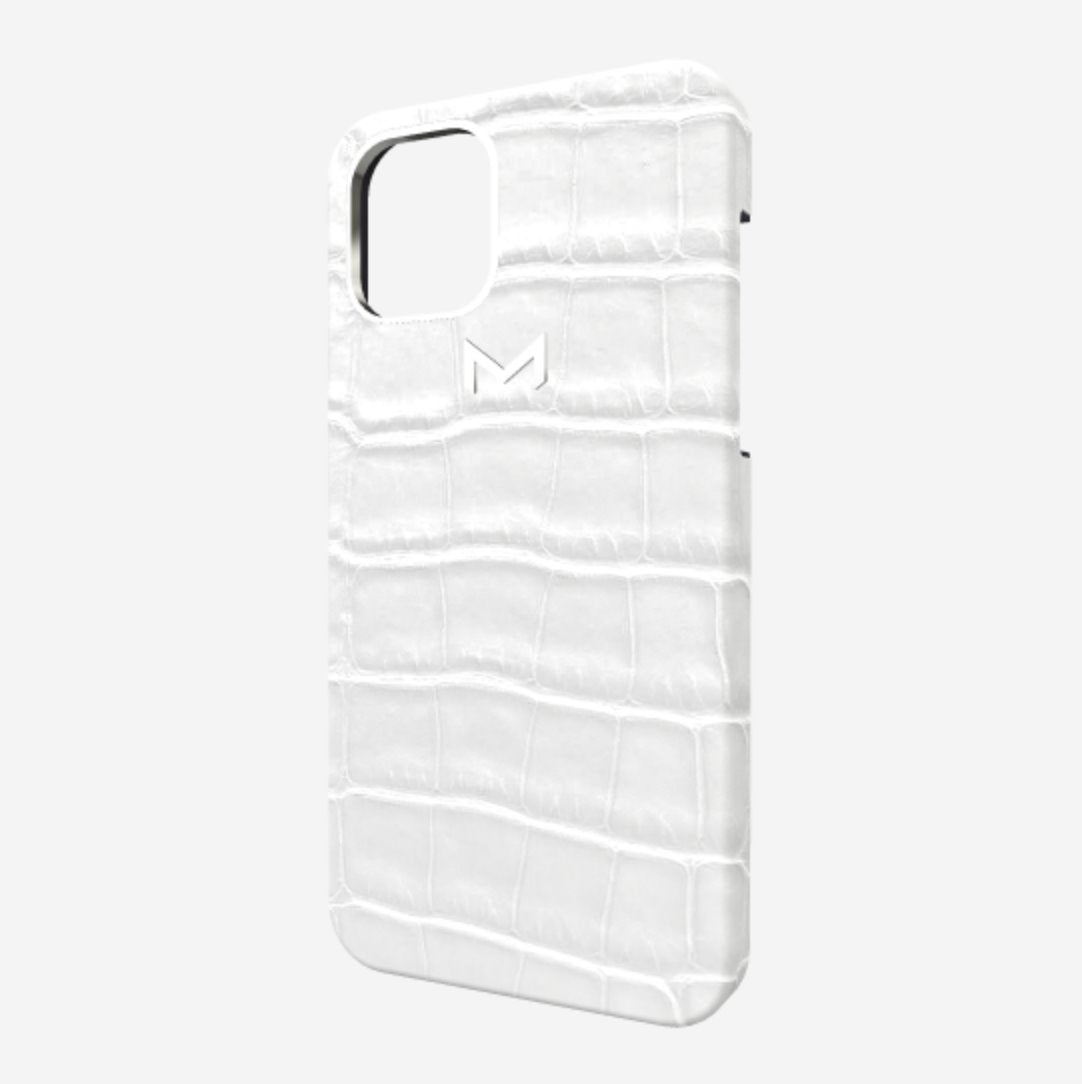 Classic Case for iPhone 12 Pro Max in Genuine Alligator White Angel Steel 316 