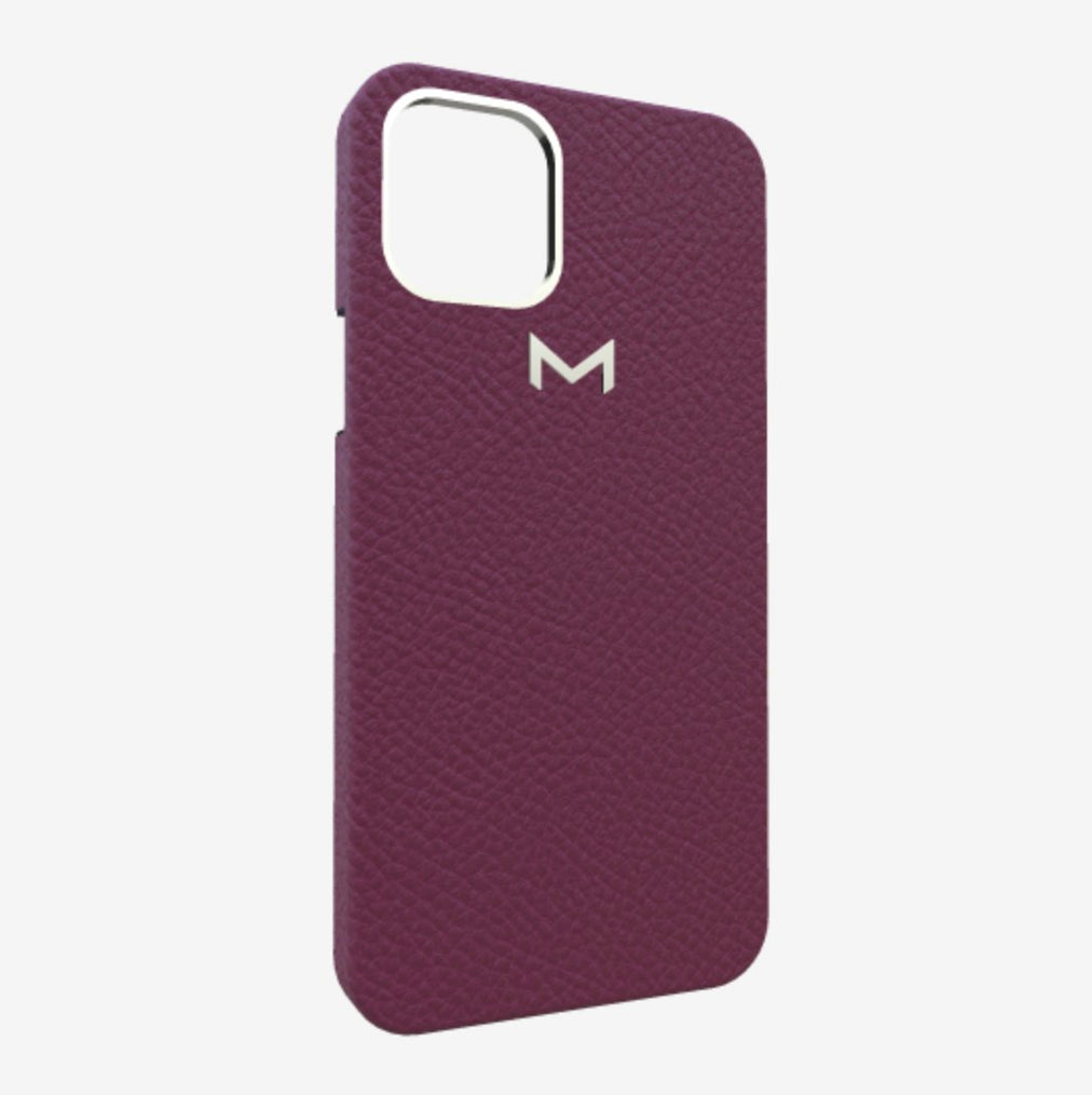 Classic Case for iPhone 12 Pro Max in Genuine Calfskin Boysenberry Island Steel 316 
