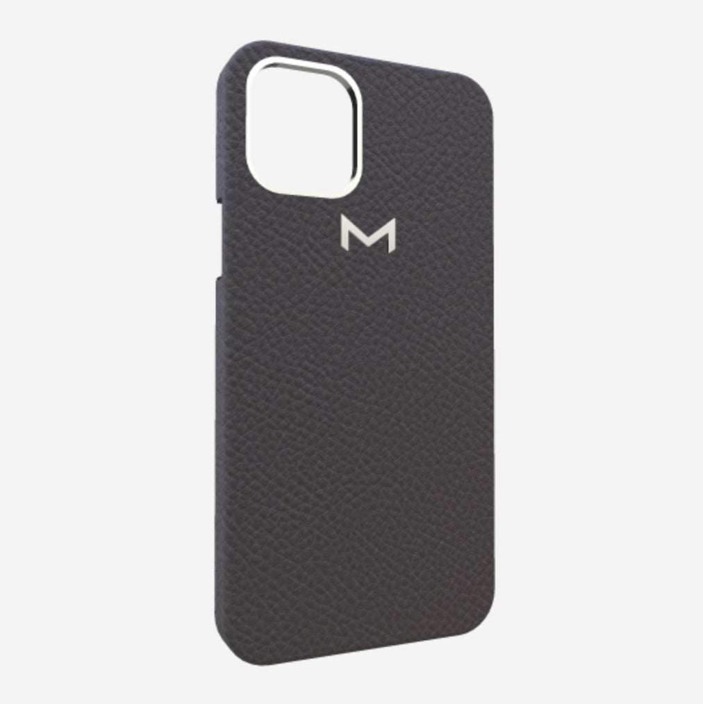 Classic Case for iPhone 12 Pro Max in Genuine Calfskin Elite Grey Steel 316 