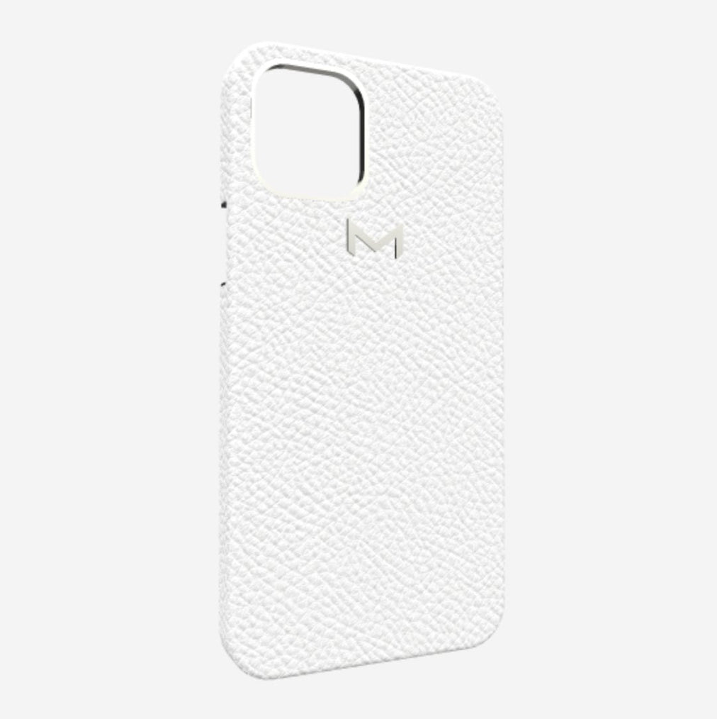 Classic Case for iPhone 12 Pro Max in Genuine Calfskin White Angel Steel 316 