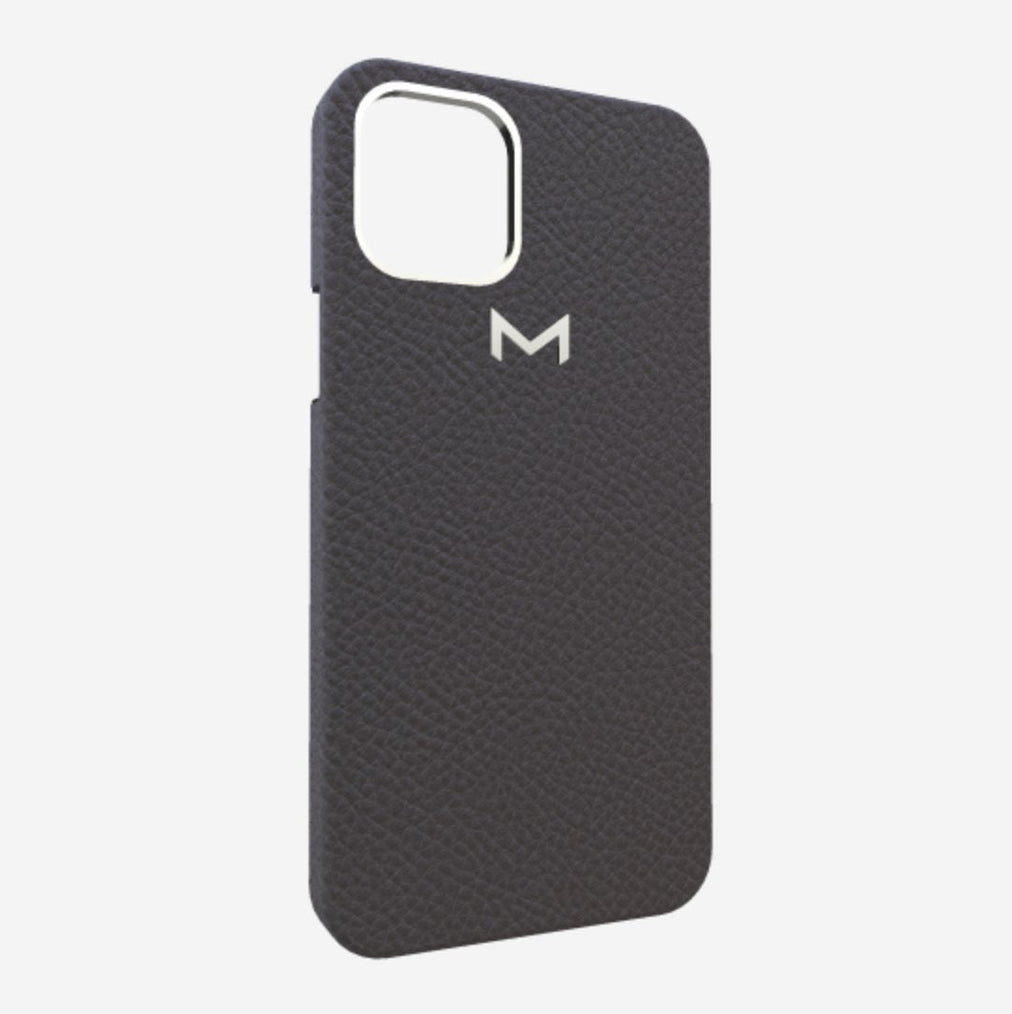 Classic Case for iPhone 13 in Genuine Calfskin Elite Grey Steel 316 