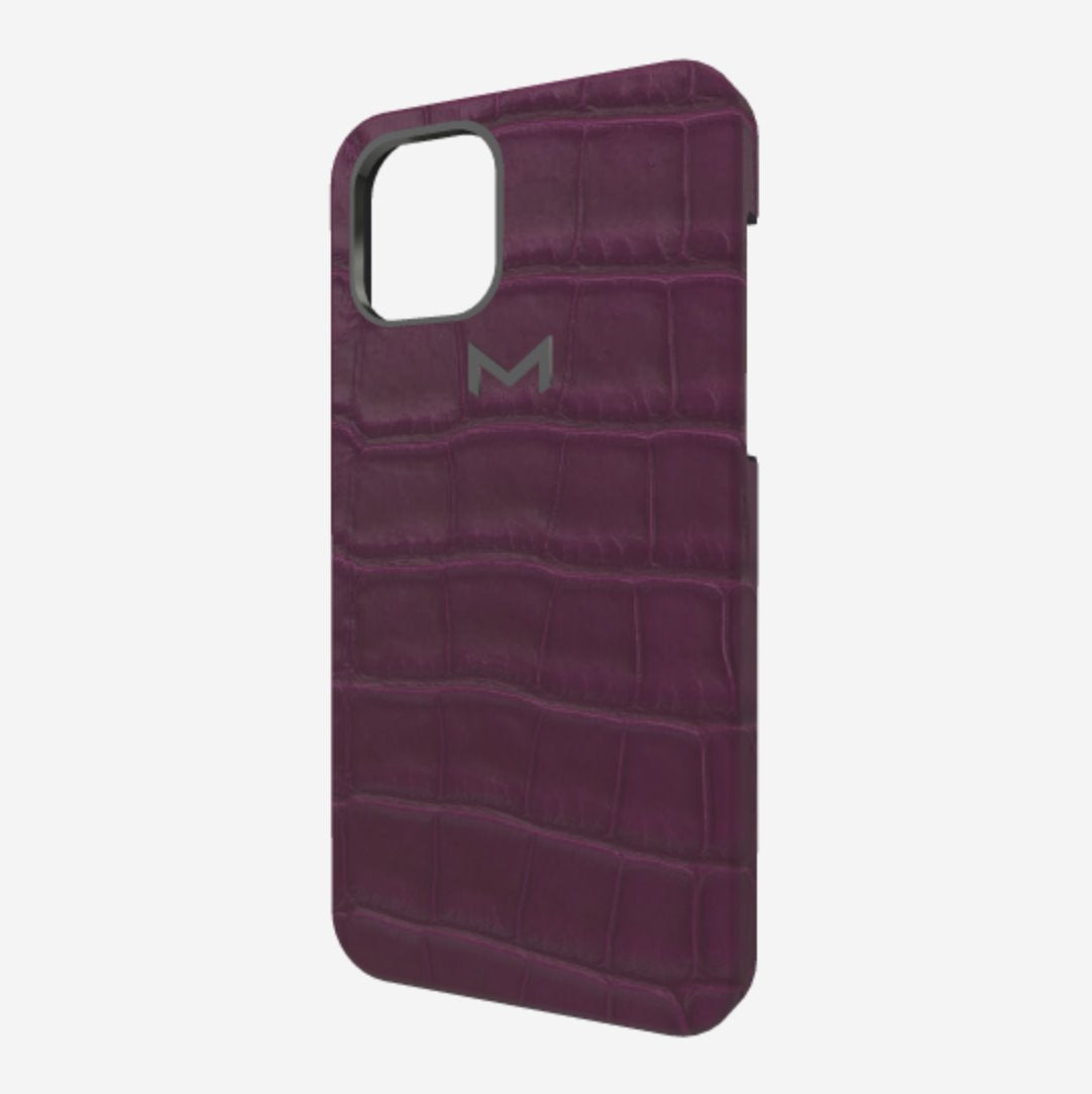 Classic Case for iPhone 13 Pro Max in Genuine Alligator Boysenberry Island Black Plating 