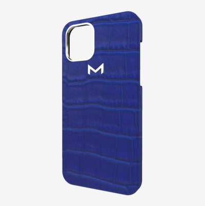 Classic Case for iPhone 13 Pro Max in Genuine Alligator Electric Blue Steel 316 