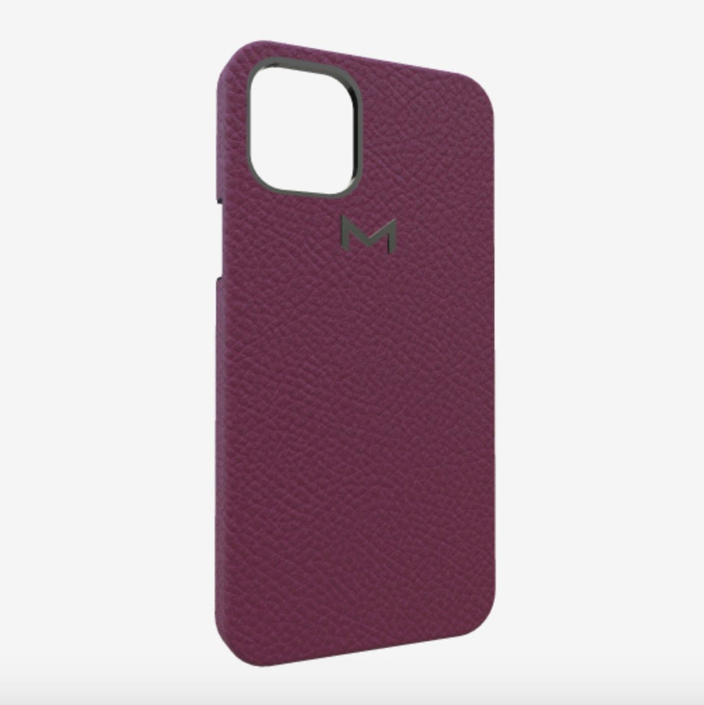 Classic Case for iPhone 13 Pro Max in Genuine Calfskin Boysenberry Island Black Plating 