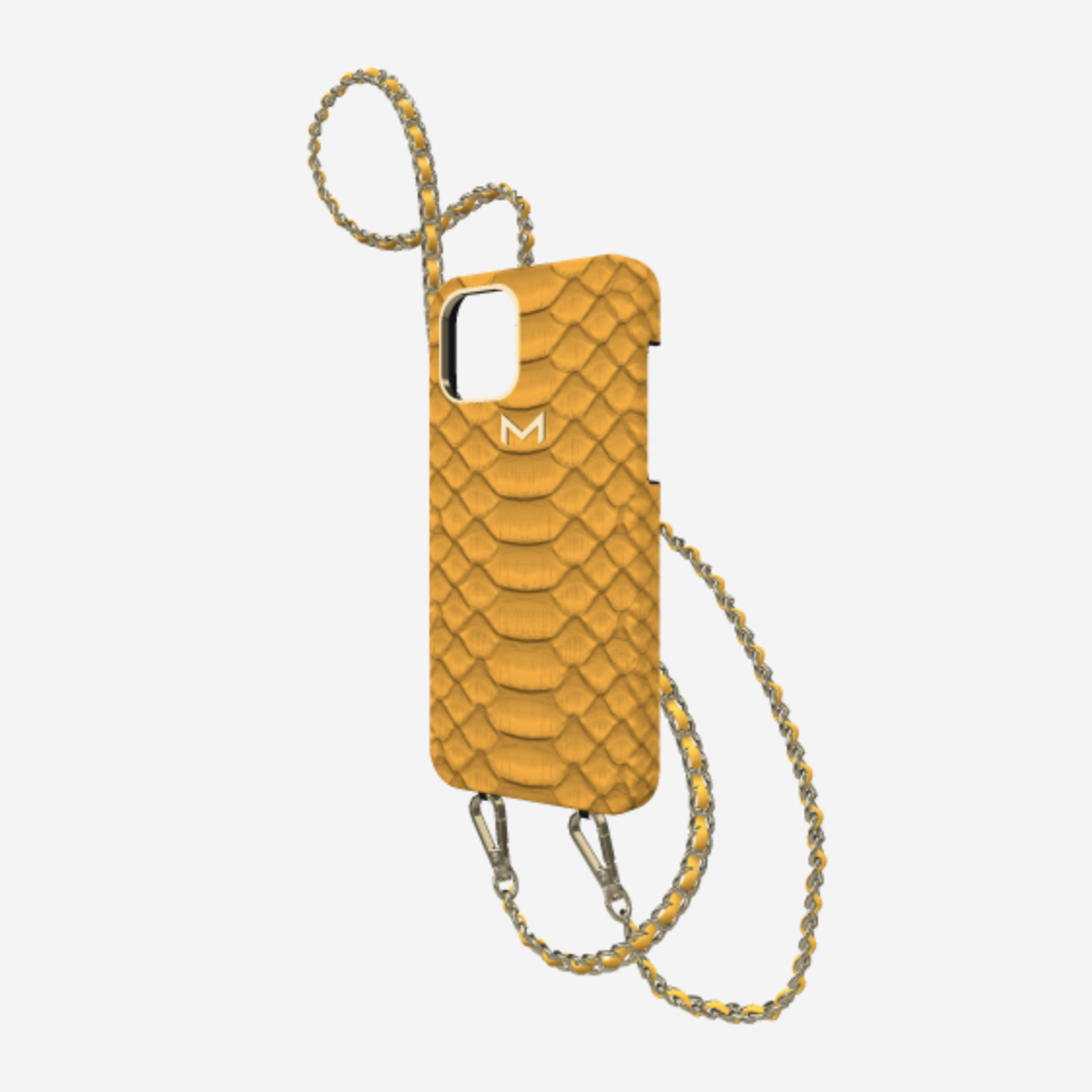 Classic Necklace Case for iPhone 12 Pro in Genuine Python Sunny Yellow Yellow Gold 