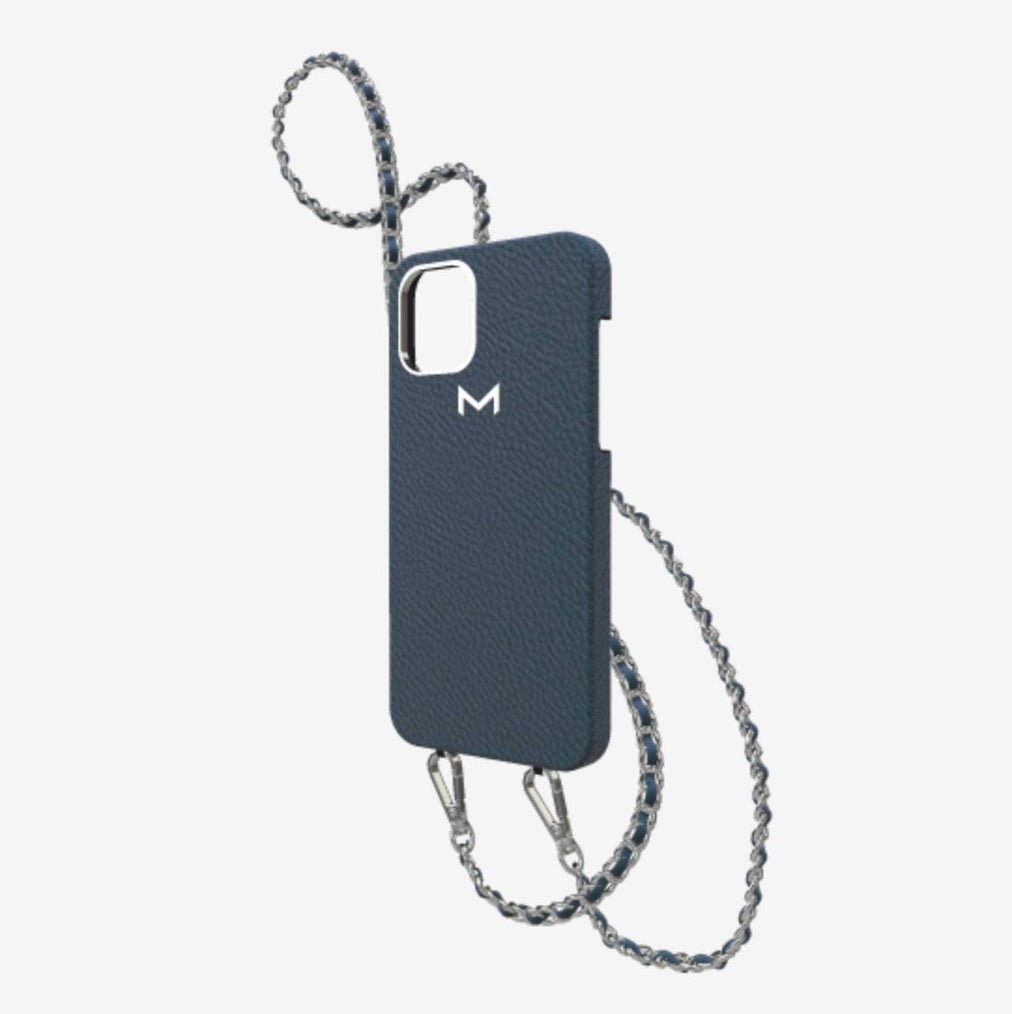Classic Necklace Case for iPhone 13 Pro in Genuine Calfskin Night Blue Steel 316 
