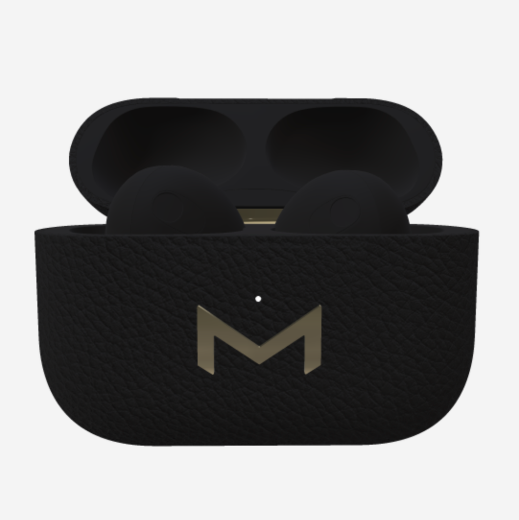 Custom AirPods 3 in Calfskin Bond Black Yellow Gold 