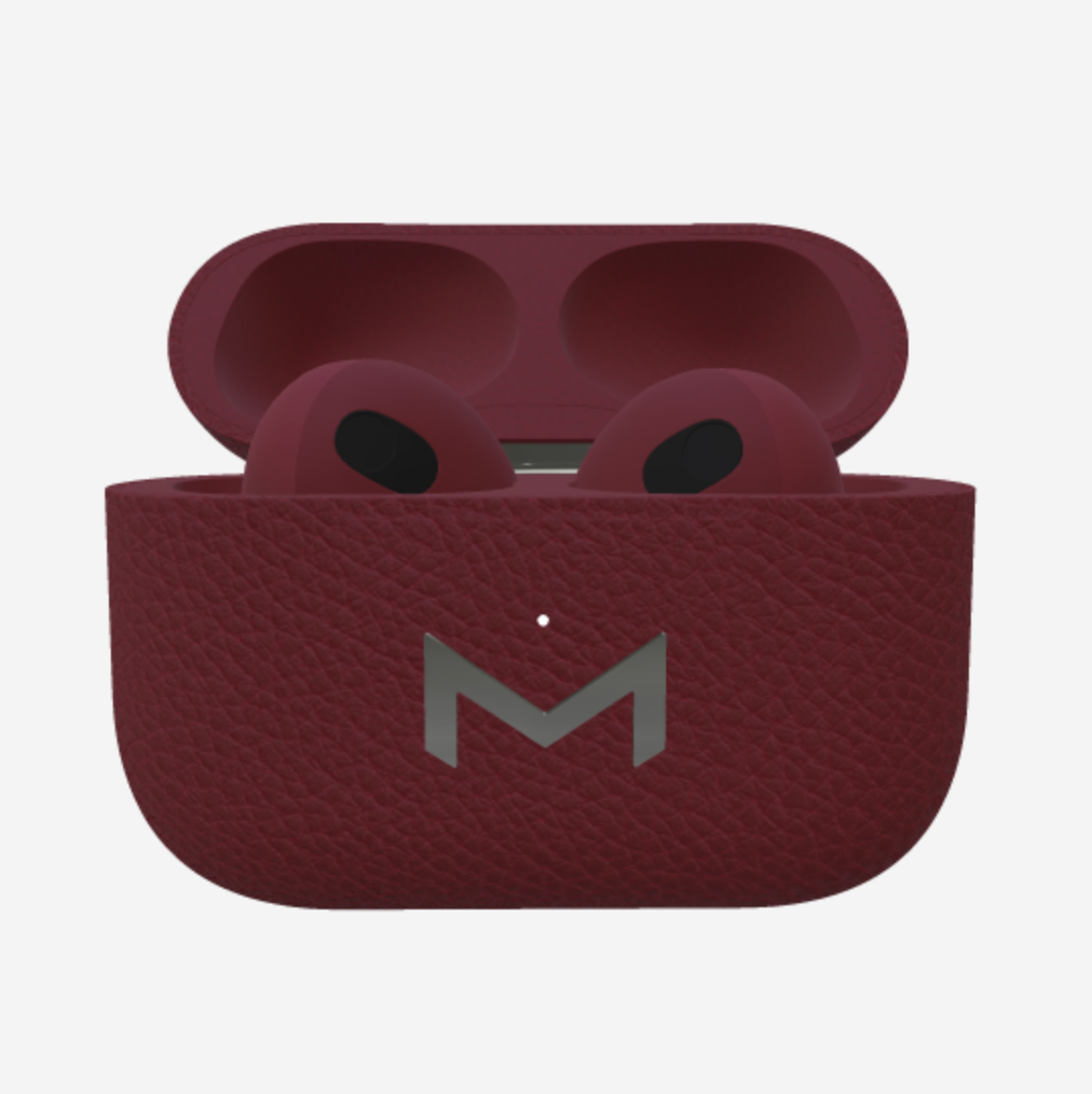 Custom AirPods 3 in Calfskin Burgundy Palace Steel 316 