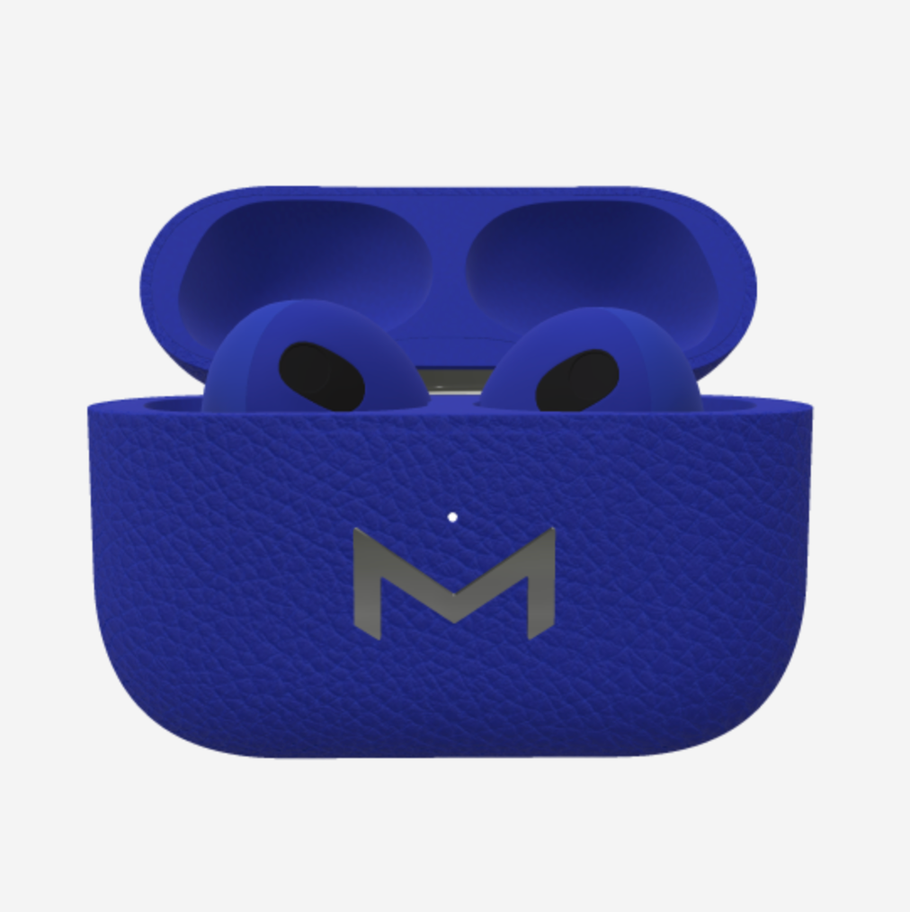 Custom AirPods 3 in Calfskin Electric Blue Steel 316 