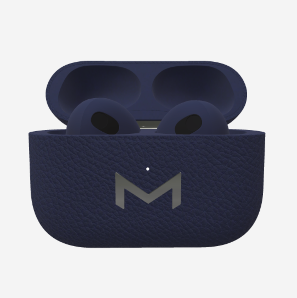 Custom AirPods 3 in Calfskin Navy Blue Steel 316 