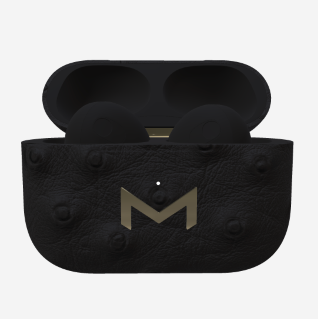 Custom AirPods 3 in Ostrich Bond Black Yellow Gold 