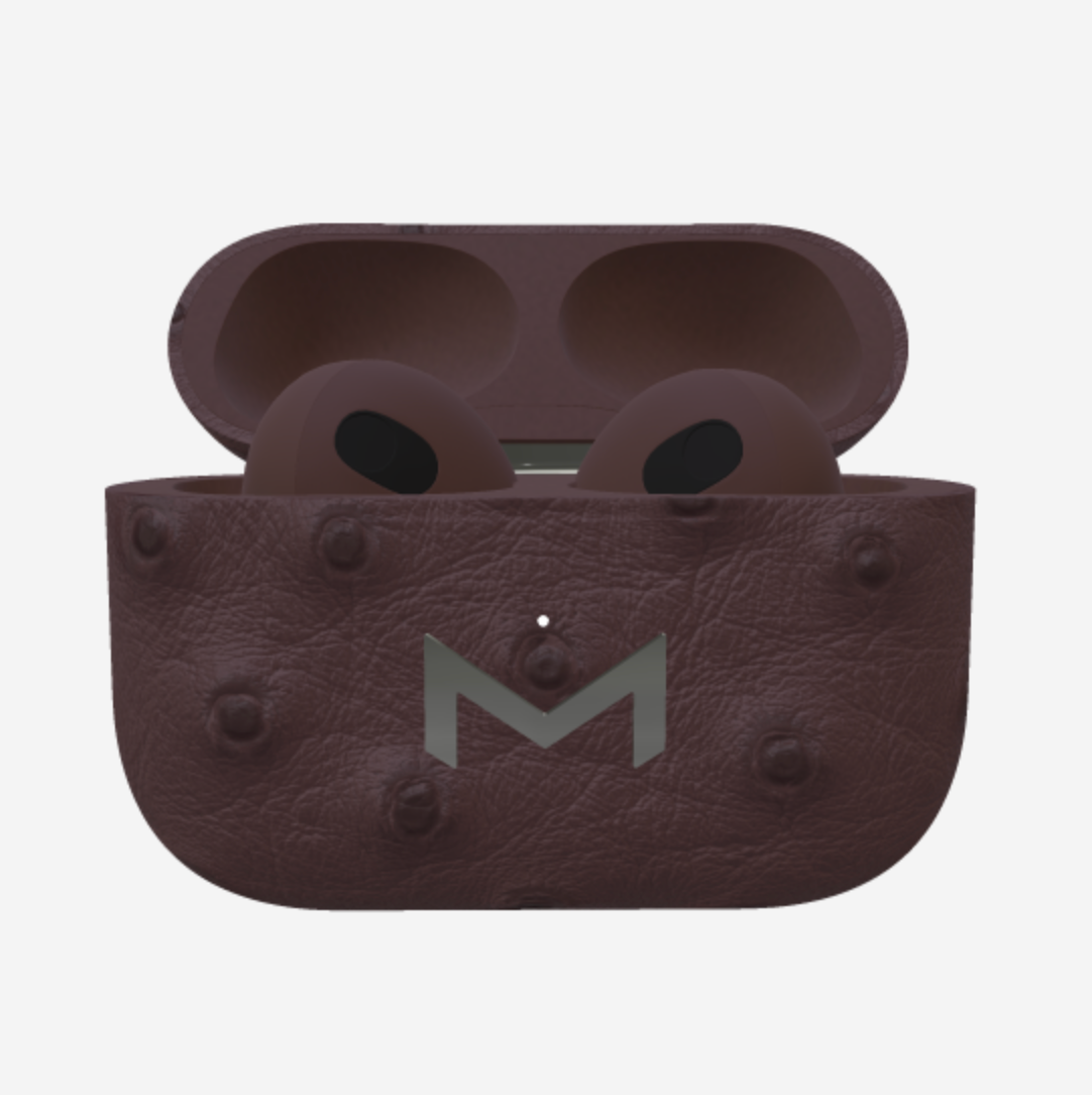 Custom AirPods 3 in Ostrich Borsalino Brown Steel 316 
