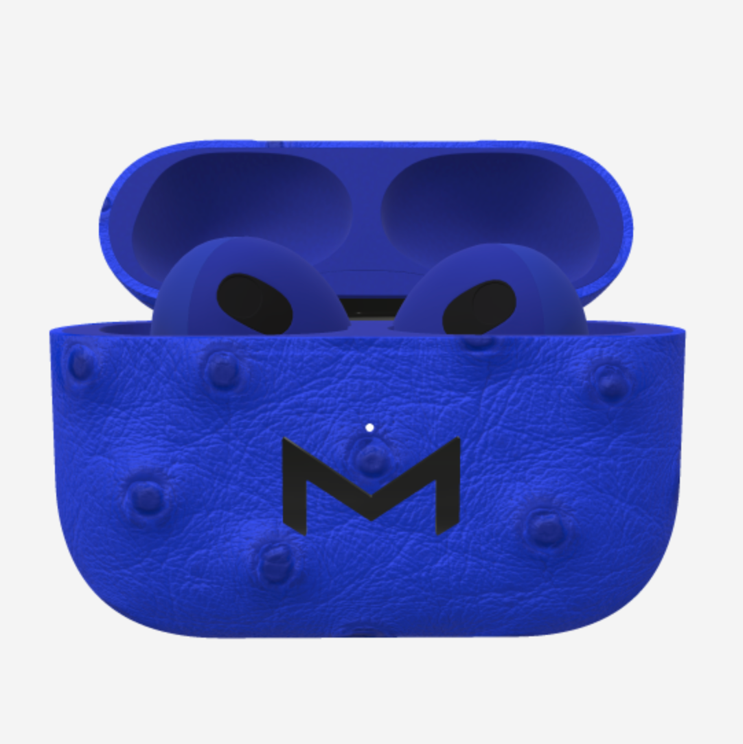 Custom AirPods 3 in Ostrich Electric Blue Black Plating 