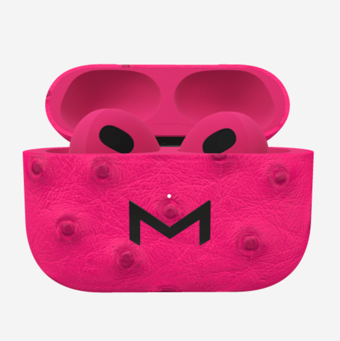 Custom AirPods 3 in Ostrich Fuchsia Party Black Plating 