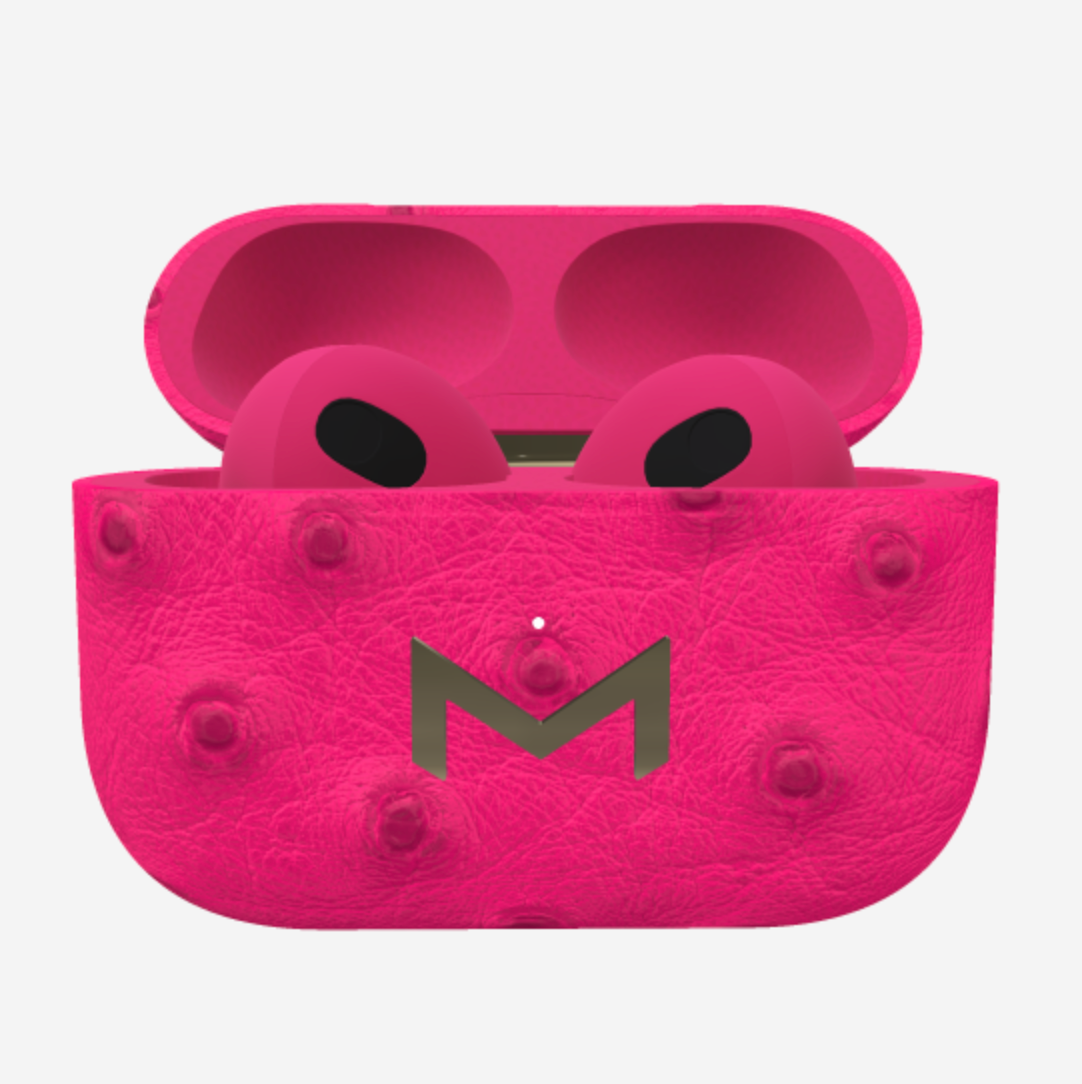 Custom AirPods 3 in Ostrich Fuchsia Party Yellow Gold 